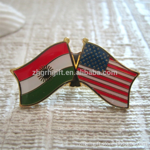 Wholesale USA and Kurdistan metal flag pin exhibition souvenir gifts